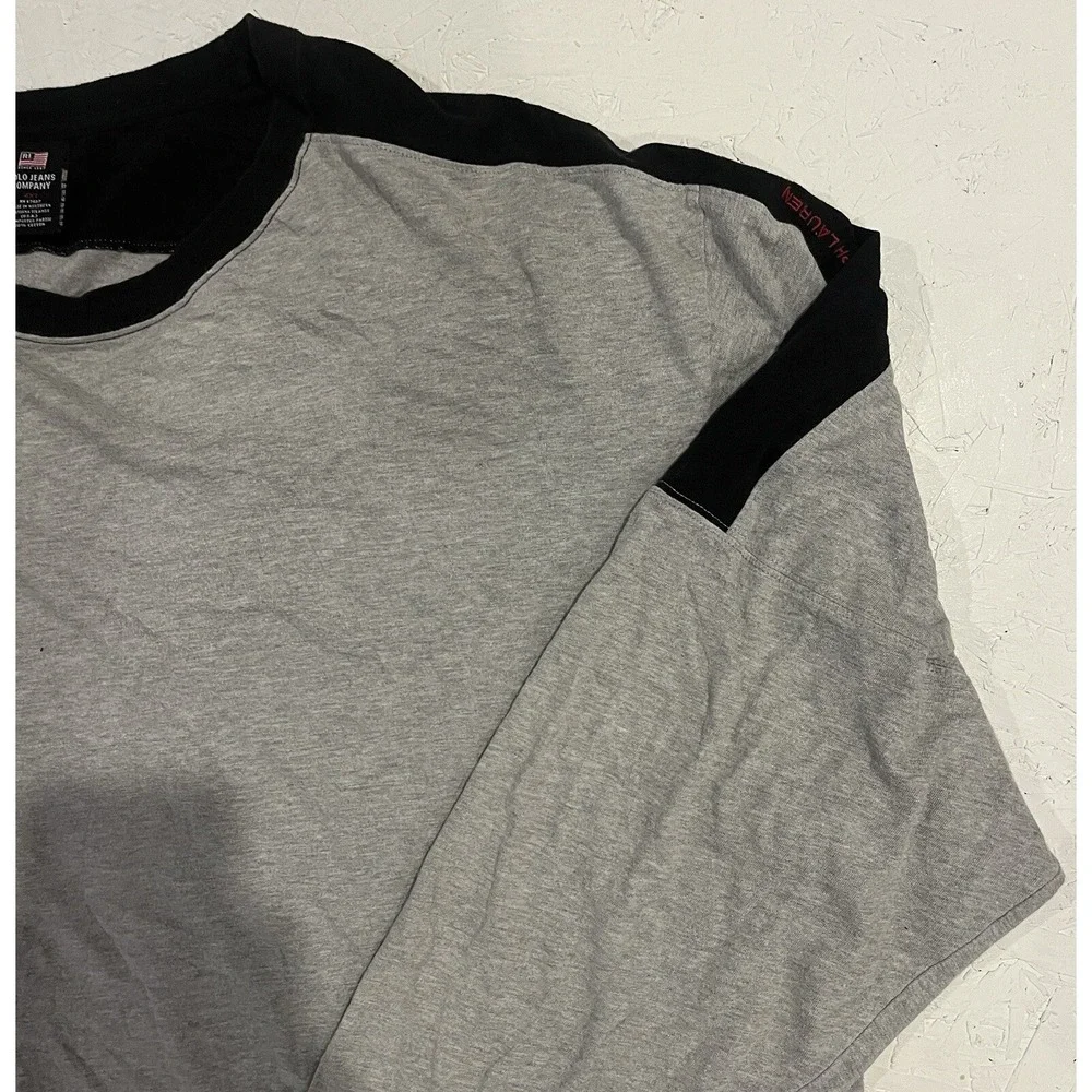 VINTAGE Polo Jeans Co‎ Ralph Lauren T-Shirt Men 4XT Gray Long Sleeve